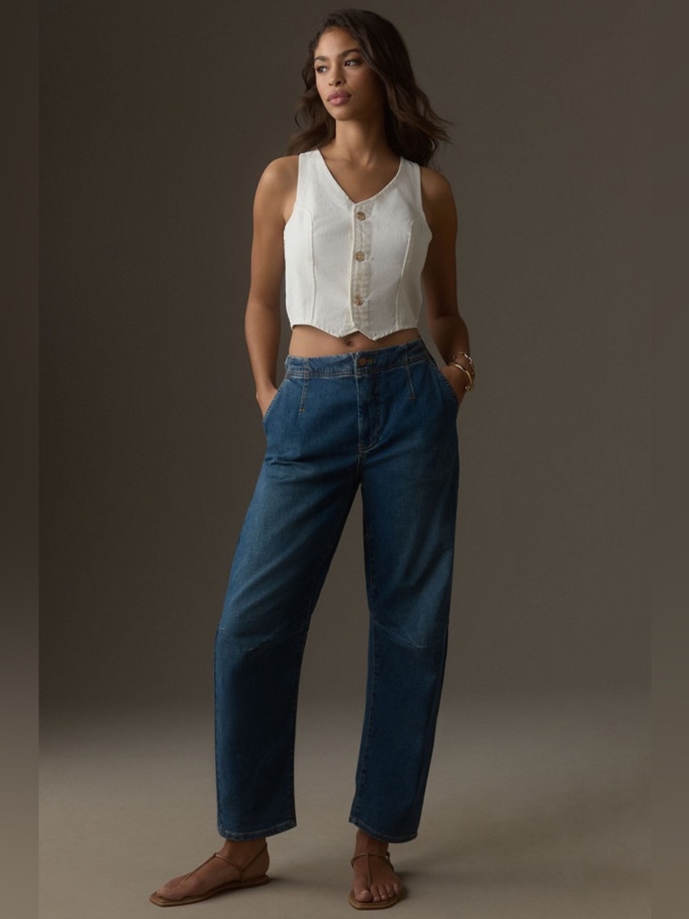NWOT Pilcro by Anthropologie The Leni Mid-rise Tapered Barrel Jeans